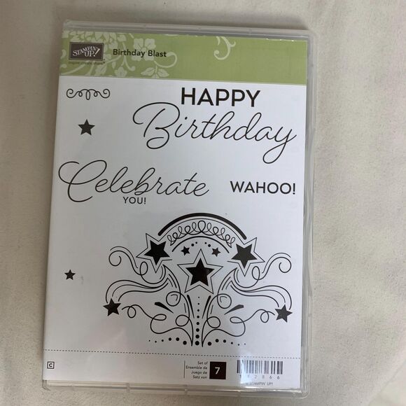 Stampin Up Birthday Blast Set w Framelit Die Rubber cling Card Craft Scrapbook - Picture 1 of 11